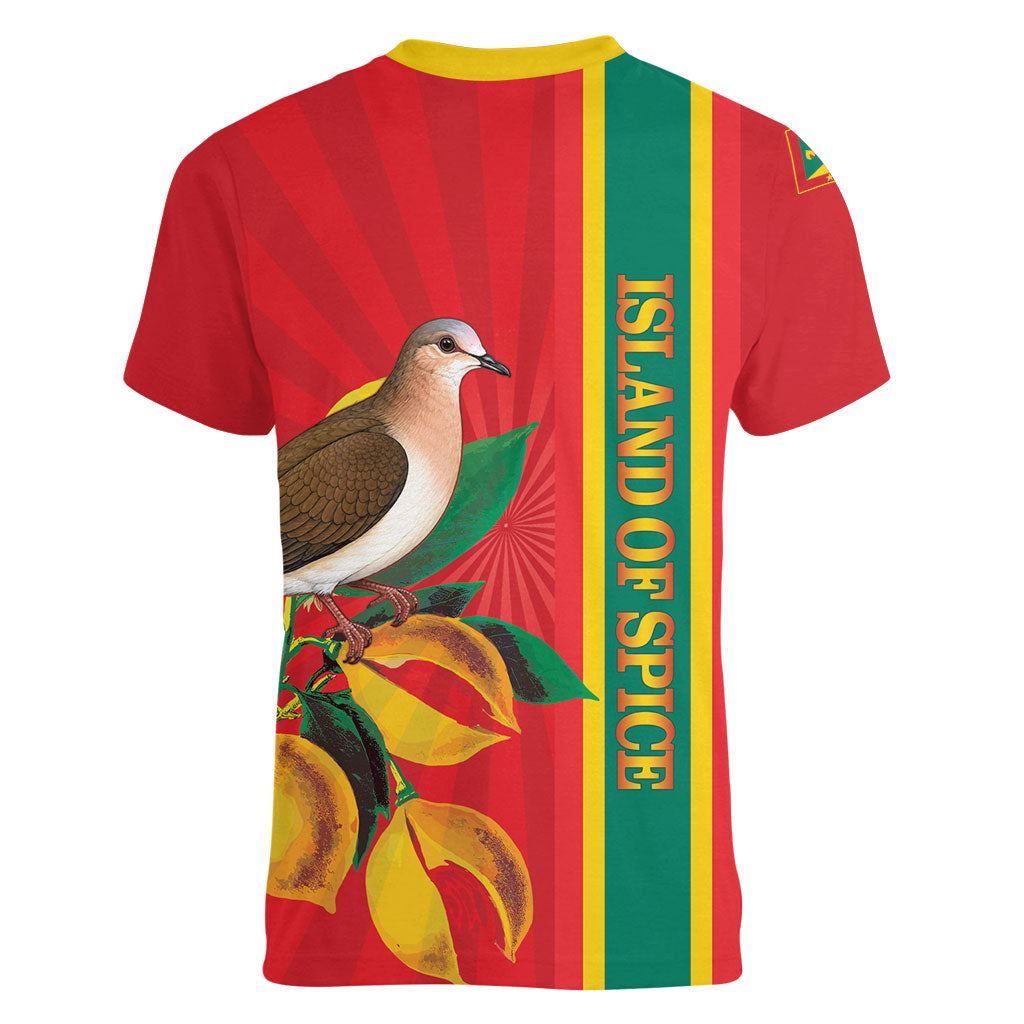 Grenada Dove Nutmeg Women V-Neck T-Shirt Island of Spice Proud