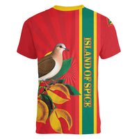 Grenada Dove Nutmeg Women V-Neck T-Shirt Island of Spice Proud
