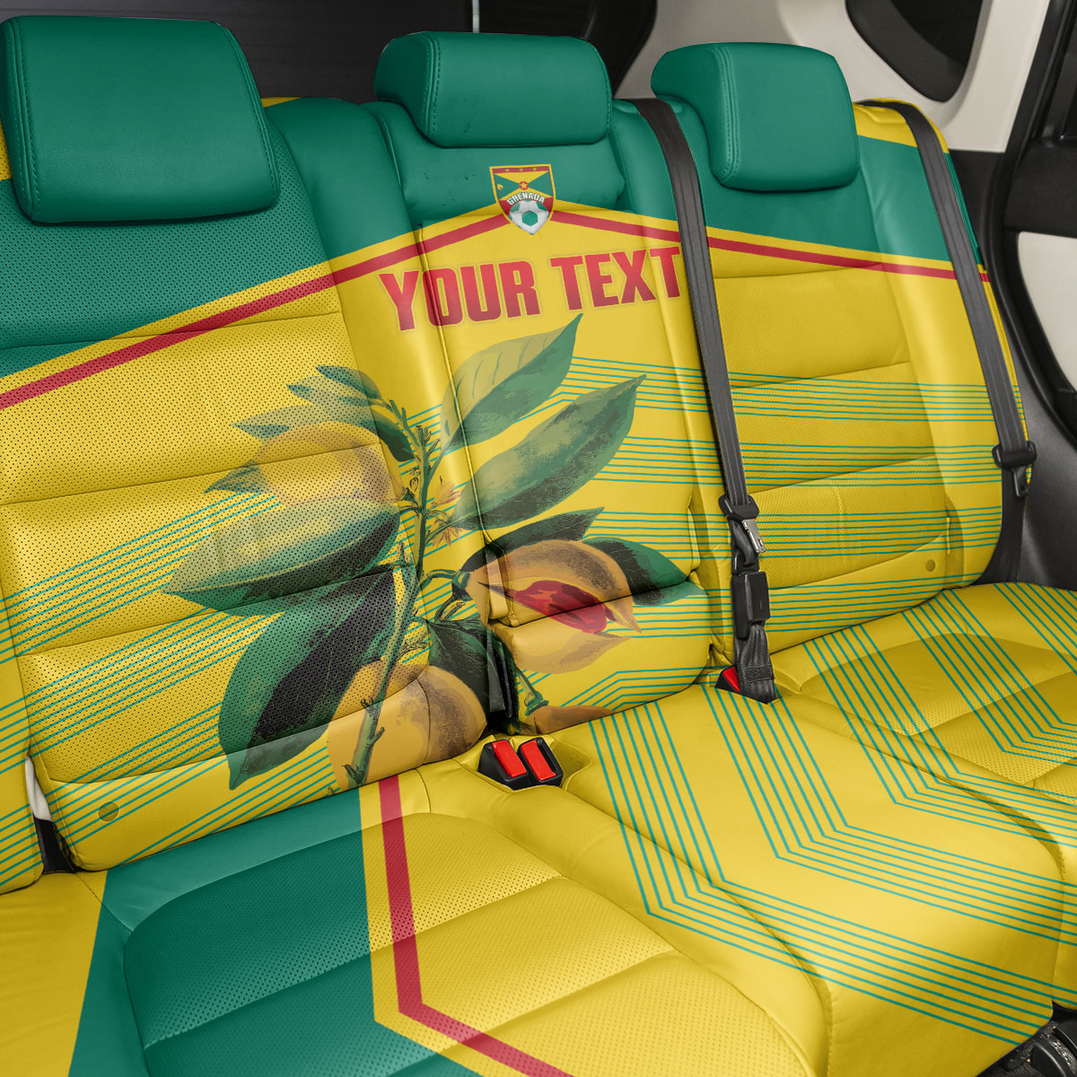 Grenada Football 2026 Custom Back Car Seat Cover Go Spice Boys Nutmeg Yellow Version
