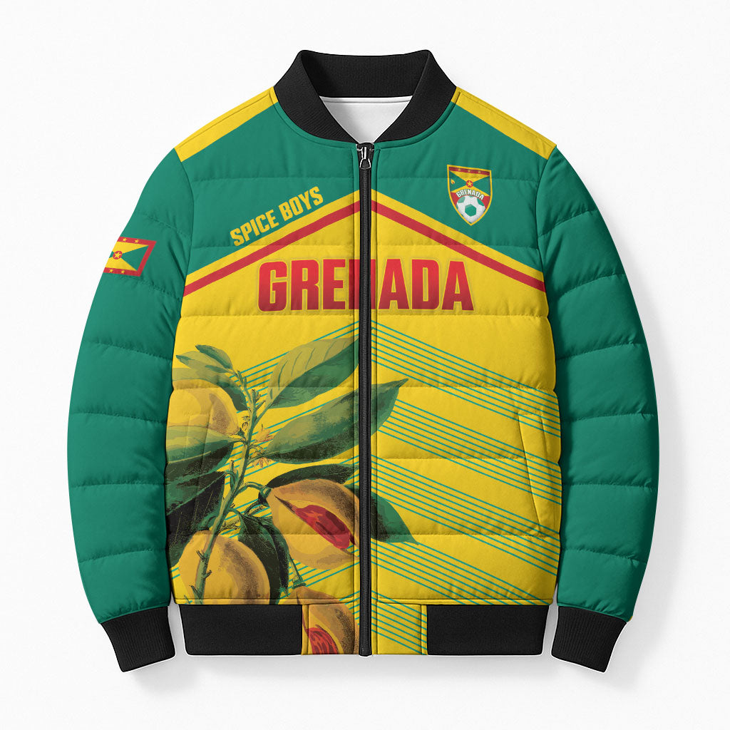 Grenada Football 2026 Custom Bomber Puffer Jacket Go Spice Boys Nutmeg Yellow Version