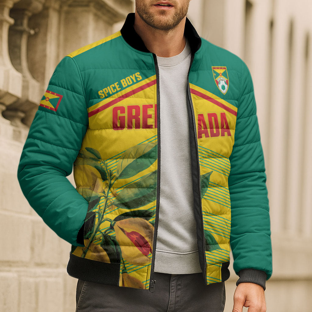 Grenada Football 2026 Custom Bomber Puffer Jacket Go Spice Boys Nutmeg Yellow Version