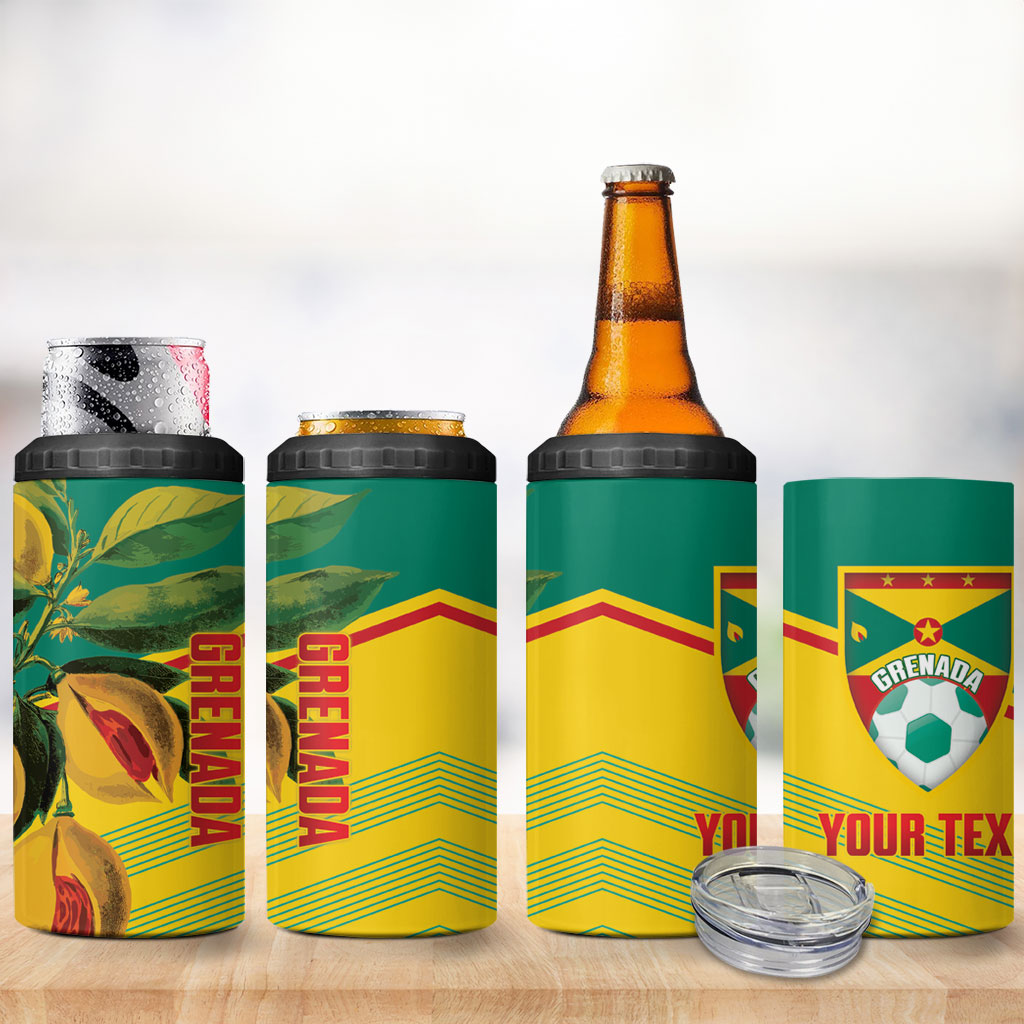 Grenada Football 2026 Custom 4 in 1 Can Cooler Tumbler Go Spice Boys Nutmeg Yellow Version