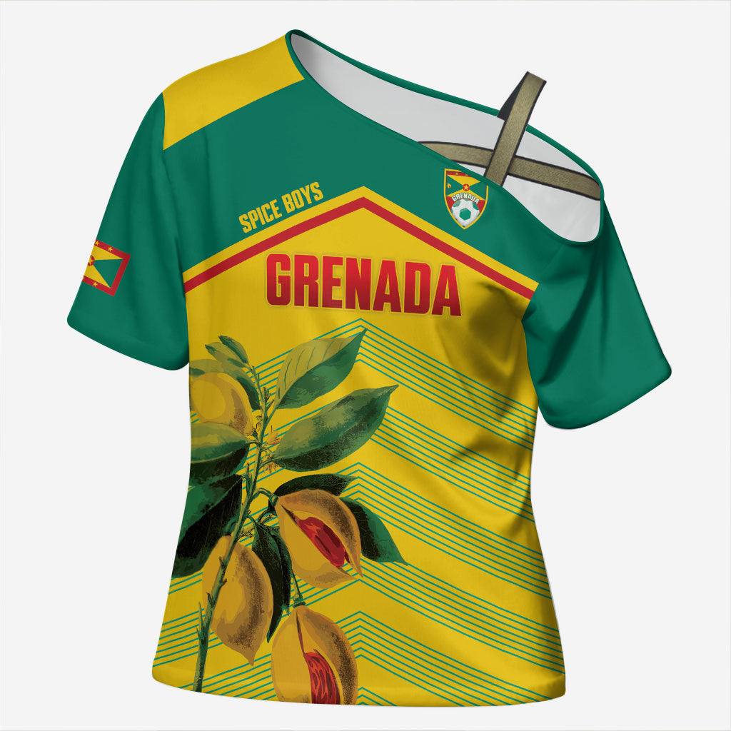 Grenada Football 2026 Custom Cross Shoulder Shirt Go Spice Boys Nutmeg Yellow Version
