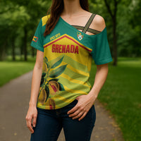 Grenada Football 2026 Custom Cross Shoulder Shirt Go Spice Boys Nutmeg Yellow Version