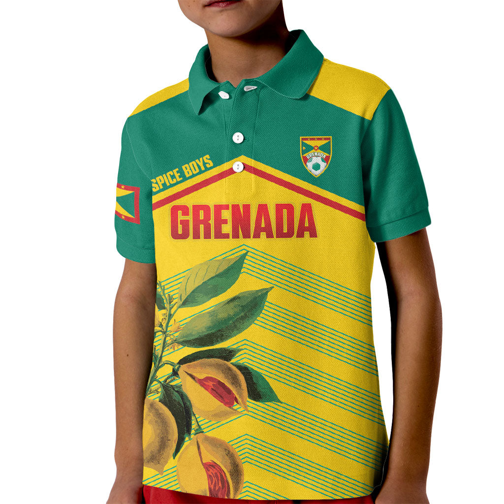 Grenada Football 2026 Custom Kid Polo Shirt Go Spice Boys Nutmeg Yellow Version