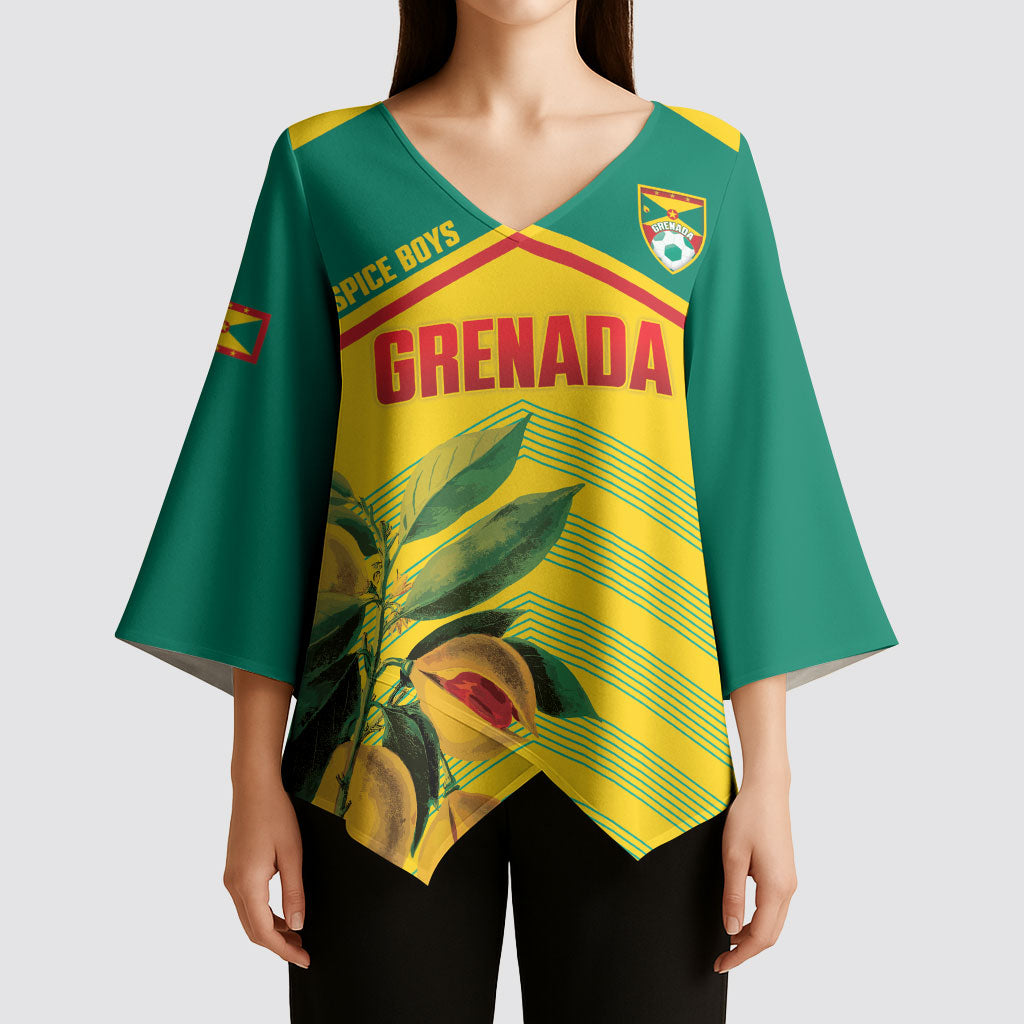 Grenada Football 2026 Custom Kimono Sleeve Blouse Go Spice Boys Nutmeg Yellow Version