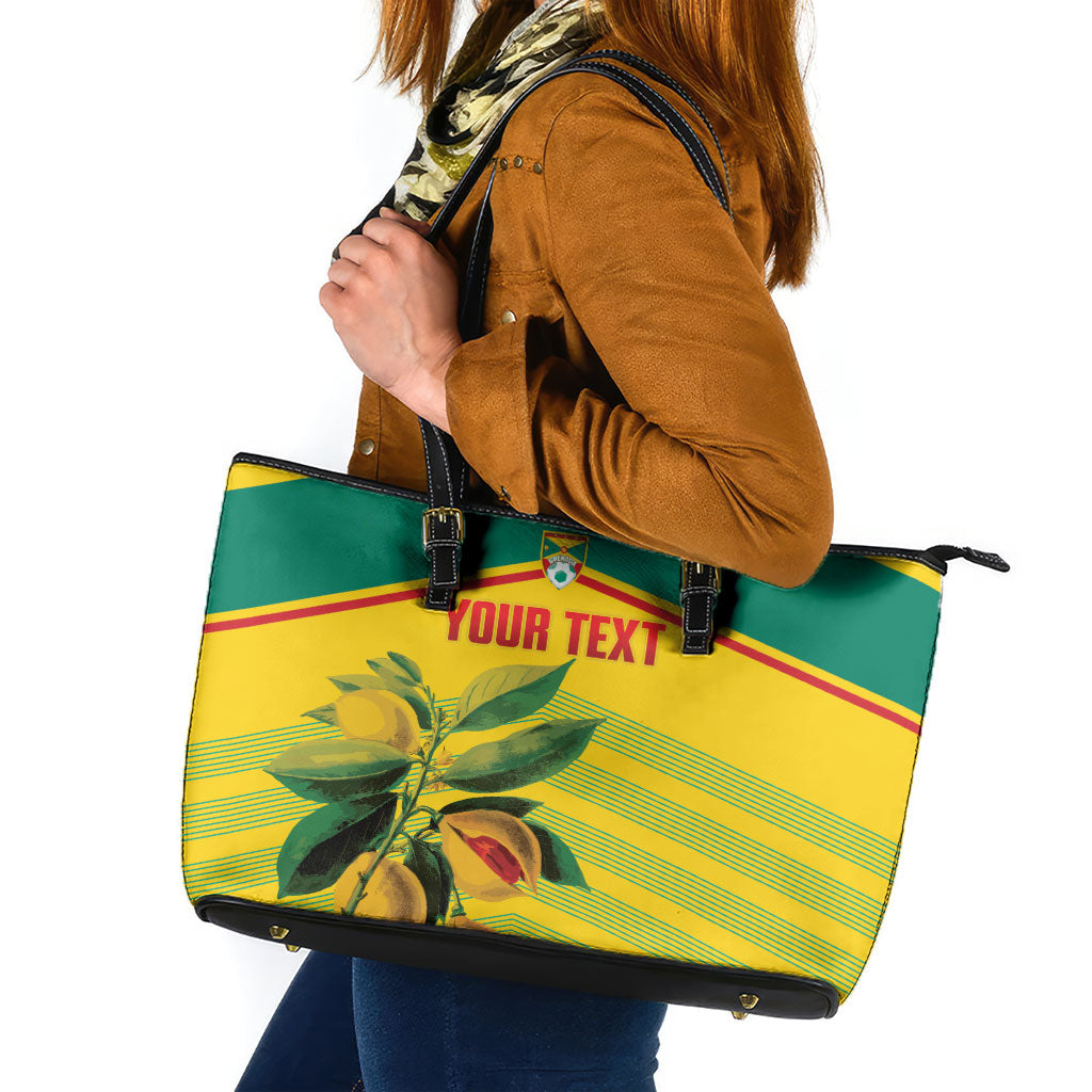 Grenada Football 2026 Custom Leather Tote Bag Go Spice Boys Nutmeg Yellow Version