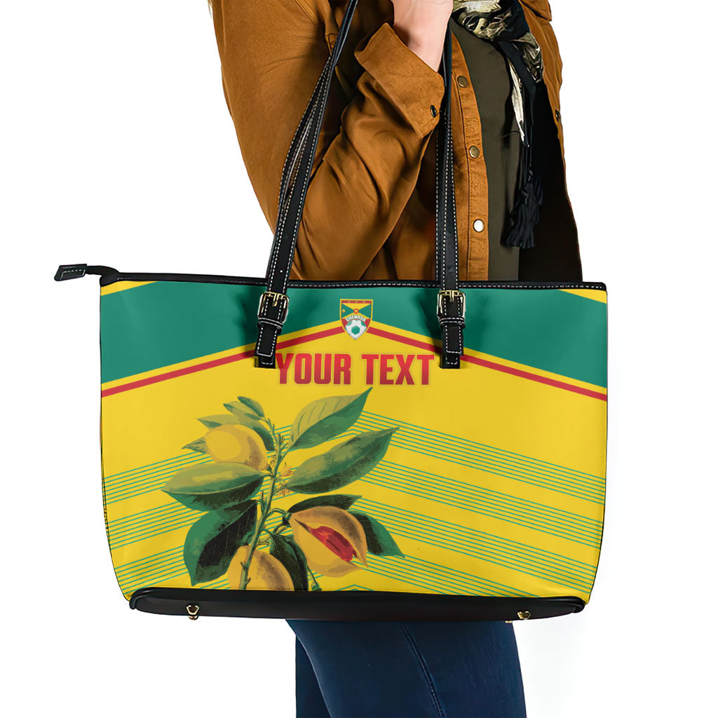 Grenada Football 2026 Custom Leather Tote Bag Go Spice Boys Nutmeg Yellow Version