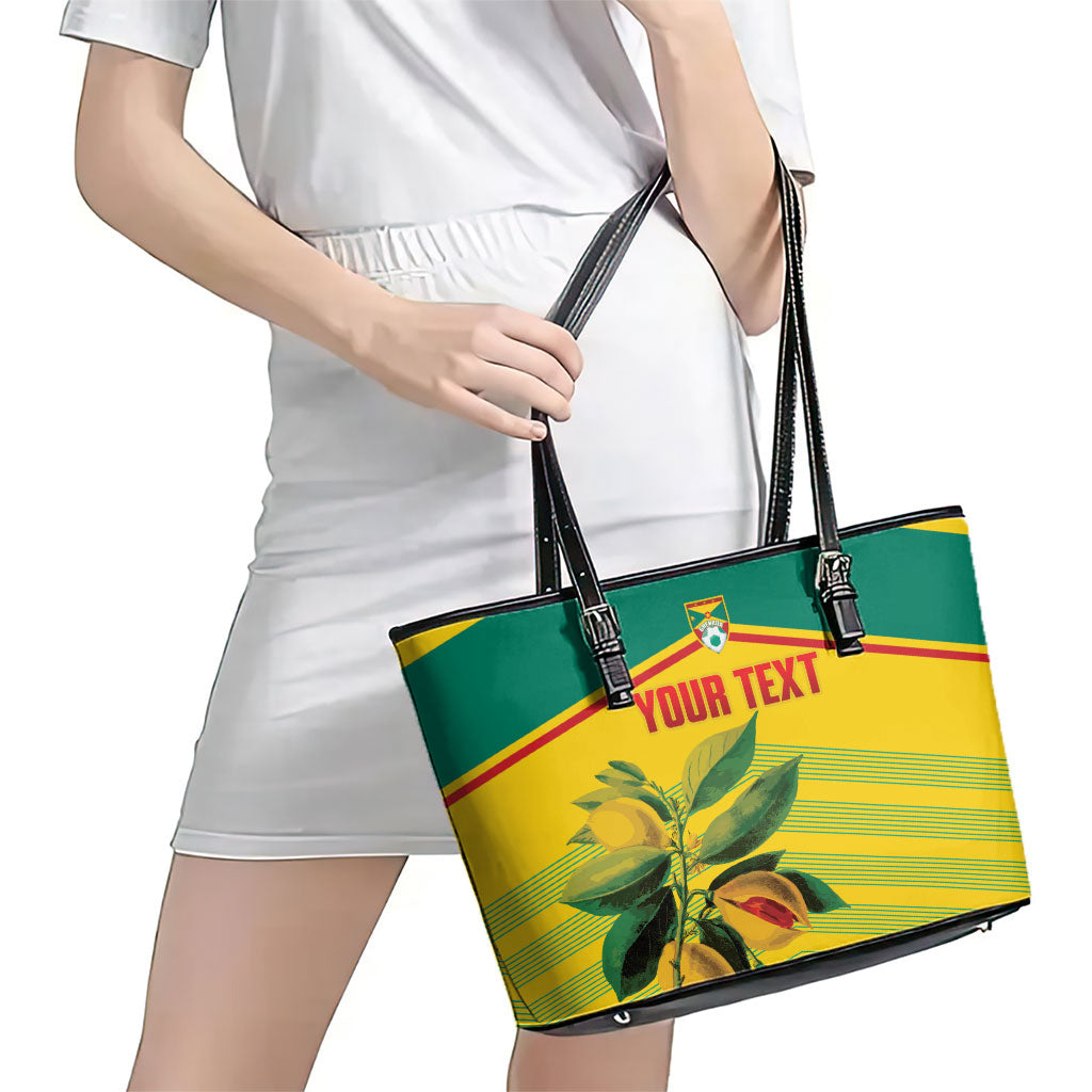 Grenada Football 2026 Custom Leather Tote Bag Go Spice Boys Nutmeg Yellow Version