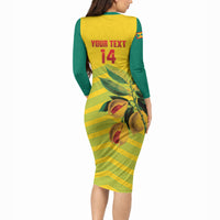 Grenada Football 2026 Custom Long Sleeve Bodycon Dress Go Spice Boys Nutmeg Yellow Version