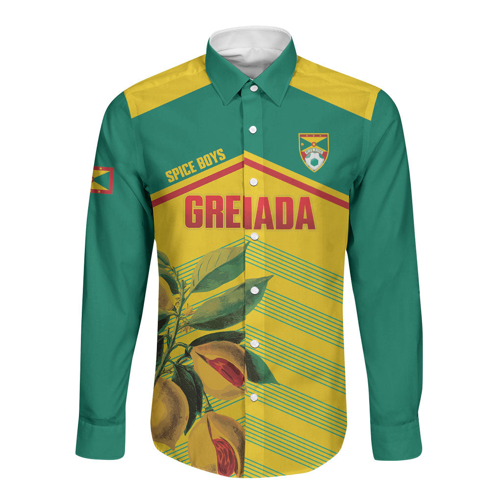 Grenada Football 2026 Custom Long Sleeve Button Shirt Go Spice Boys Nutmeg Yellow Version
