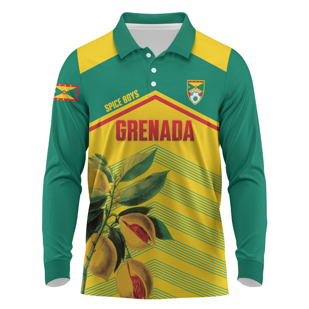 Grenada Football 2026 Custom Long Sleeve Polo Shirt Go Spice Boys Nutmeg Yellow Version