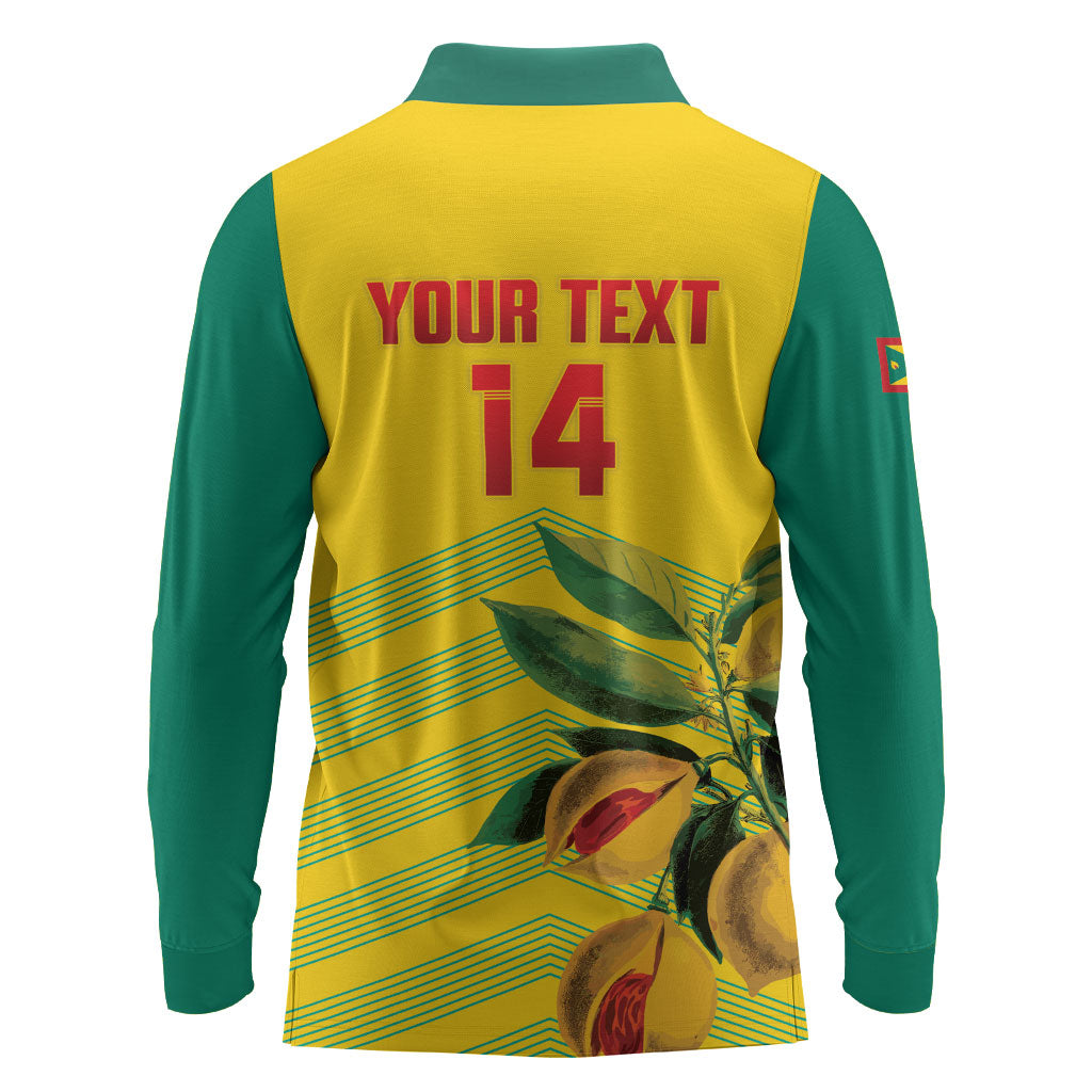 Grenada Football 2026 Custom Long Sleeve Polo Shirt Go Spice Boys Nutmeg Yellow Version