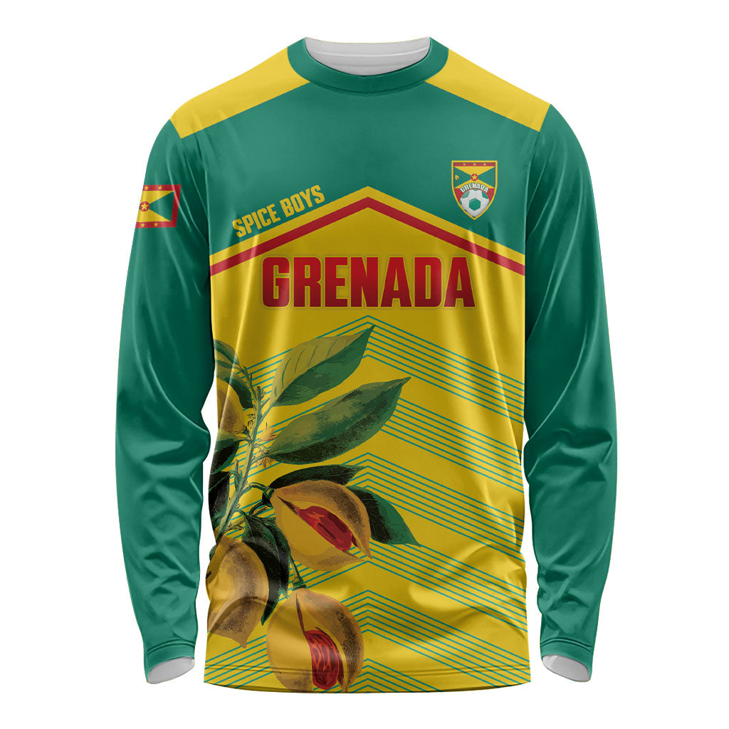 Grenada Football 2026 Custom Long Sleeve Shirt Go Spice Boys Nutmeg Yellow Version