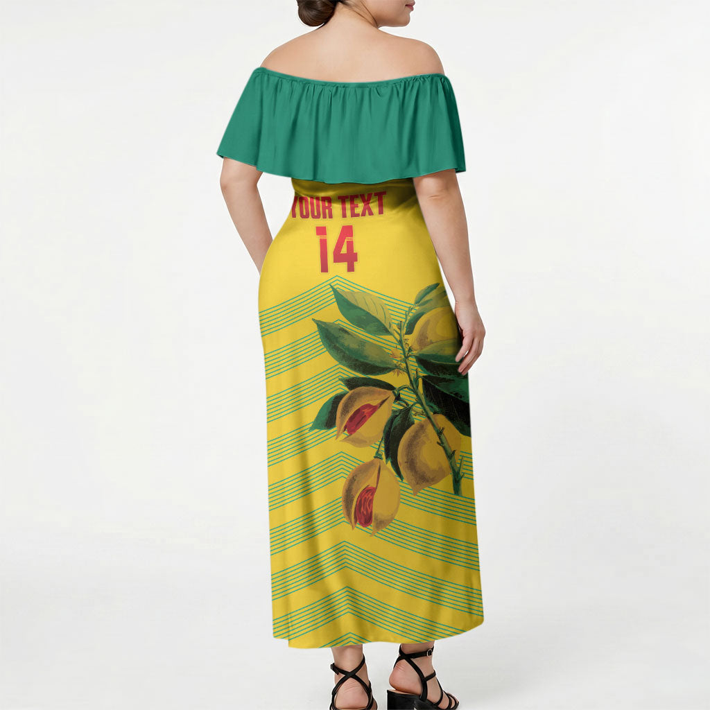 Grenada Football 2026 Custom Off Shoulder Maxi Dress Go Spice Boys Nutmeg Yellow Version