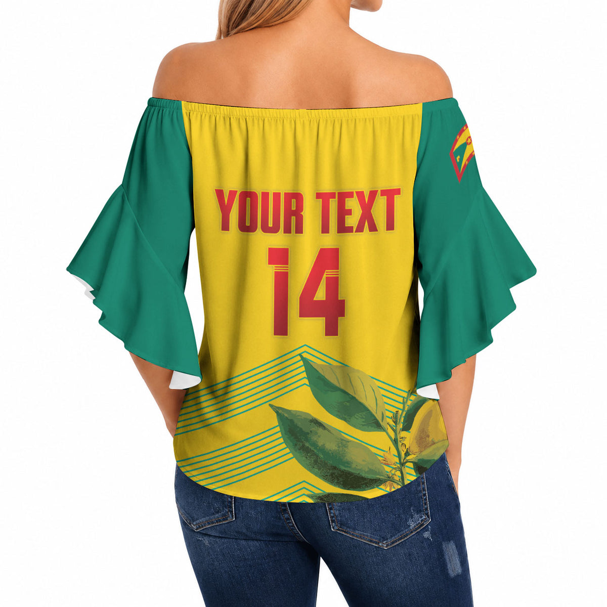 Grenada Football 2026 Custom Off Shoulder Wrap Waist Top Go Spice Boys Nutmeg Yellow Version