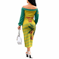 Grenada Football 2026 Custom Off The Shoulder Long Sleeve Dress Go Spice Boys Nutmeg Yellow Version