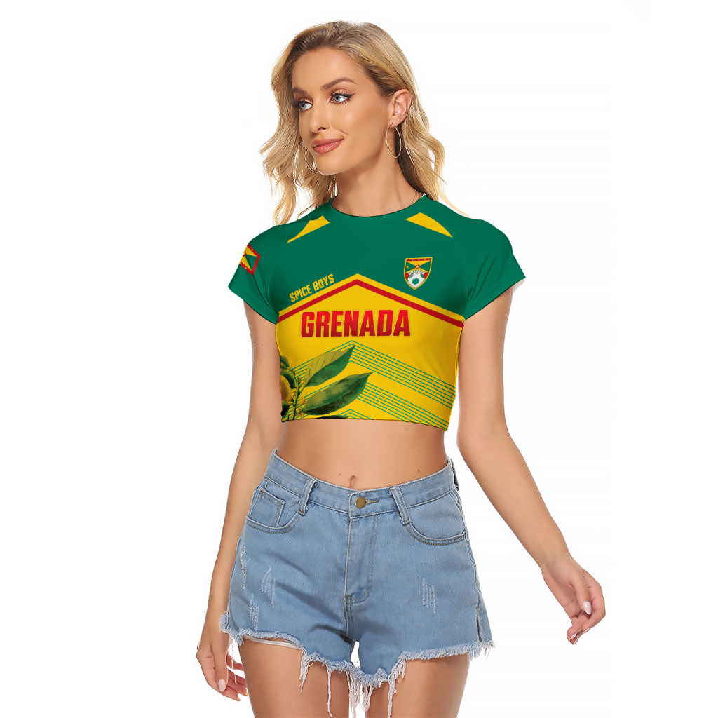 Grenada Football 2026 Custom Raglan Cropped T Shirt Go Spice Boys Nutmeg Yellow Version