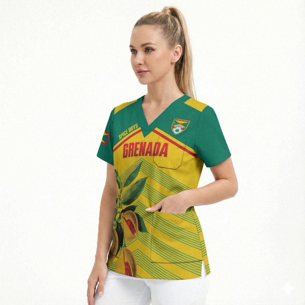 Grenada Football 2026 Custom Scrub Top Go Spice Boys Nutmeg Yellow Version