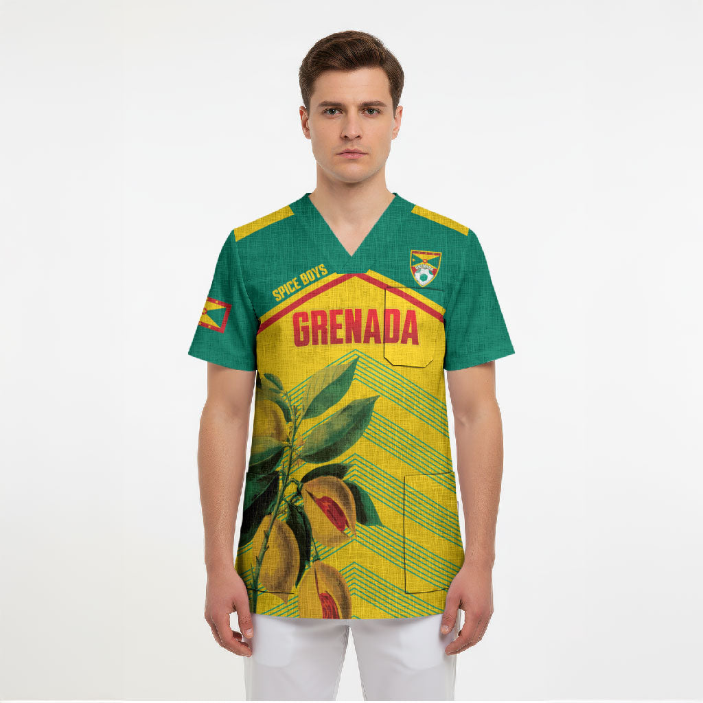 Grenada Football 2026 Custom Scrub Top Go Spice Boys Nutmeg Yellow Version