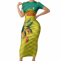 Grenada Football 2026 Custom Short Sleeve Bodycon Dress Go Spice Boys Nutmeg Yellow Version
