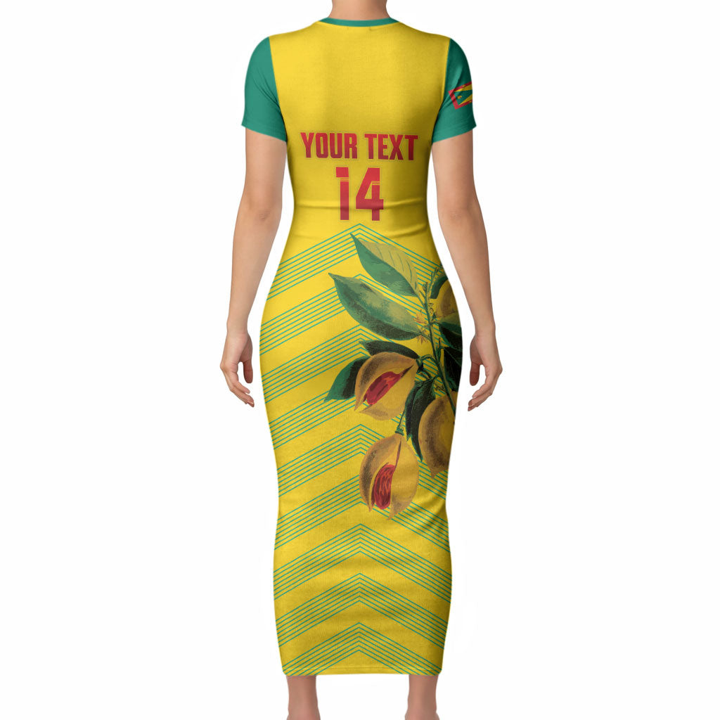 Grenada Football 2026 Custom Short Sleeve Bodycon Dress Go Spice Boys Nutmeg Yellow Version