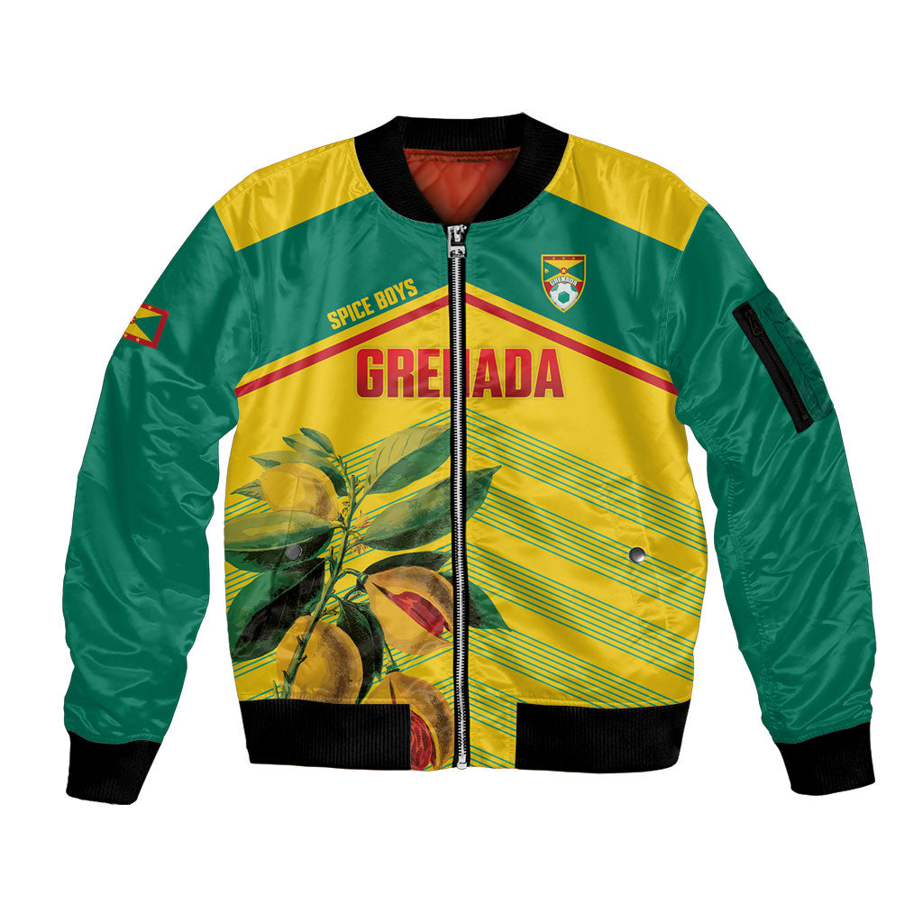 Grenada Football 2026 Custom Sleeve Zip Bomber Jacket Go Spice Boys Nutmeg Yellow Version