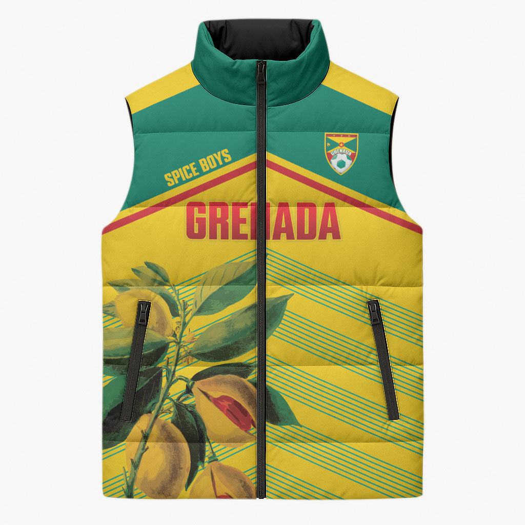 Grenada Football 2026 Custom Sleeveless Puffer Jacket Go Spice Boys Nutmeg Yellow Version