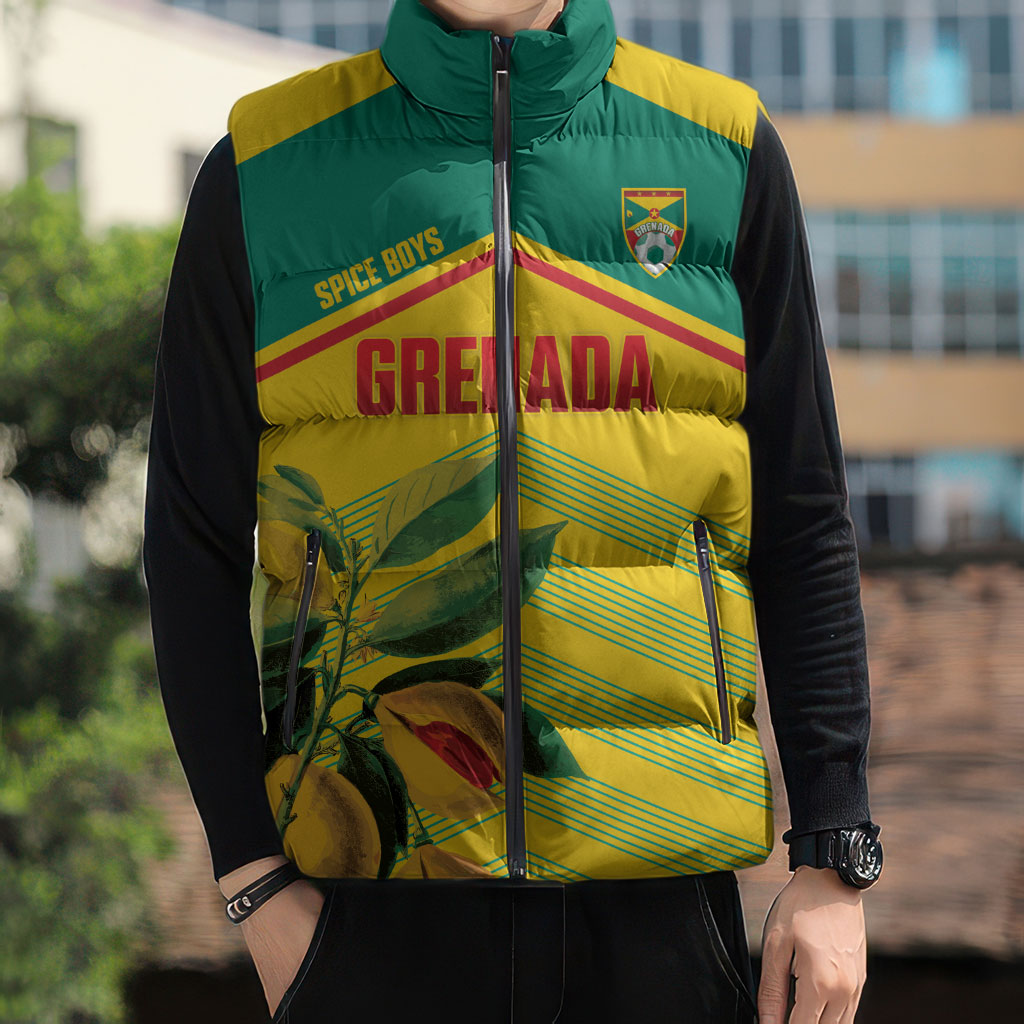 Grenada Football 2026 Custom Sleeveless Puffer Jacket Go Spice Boys Nutmeg Yellow Version