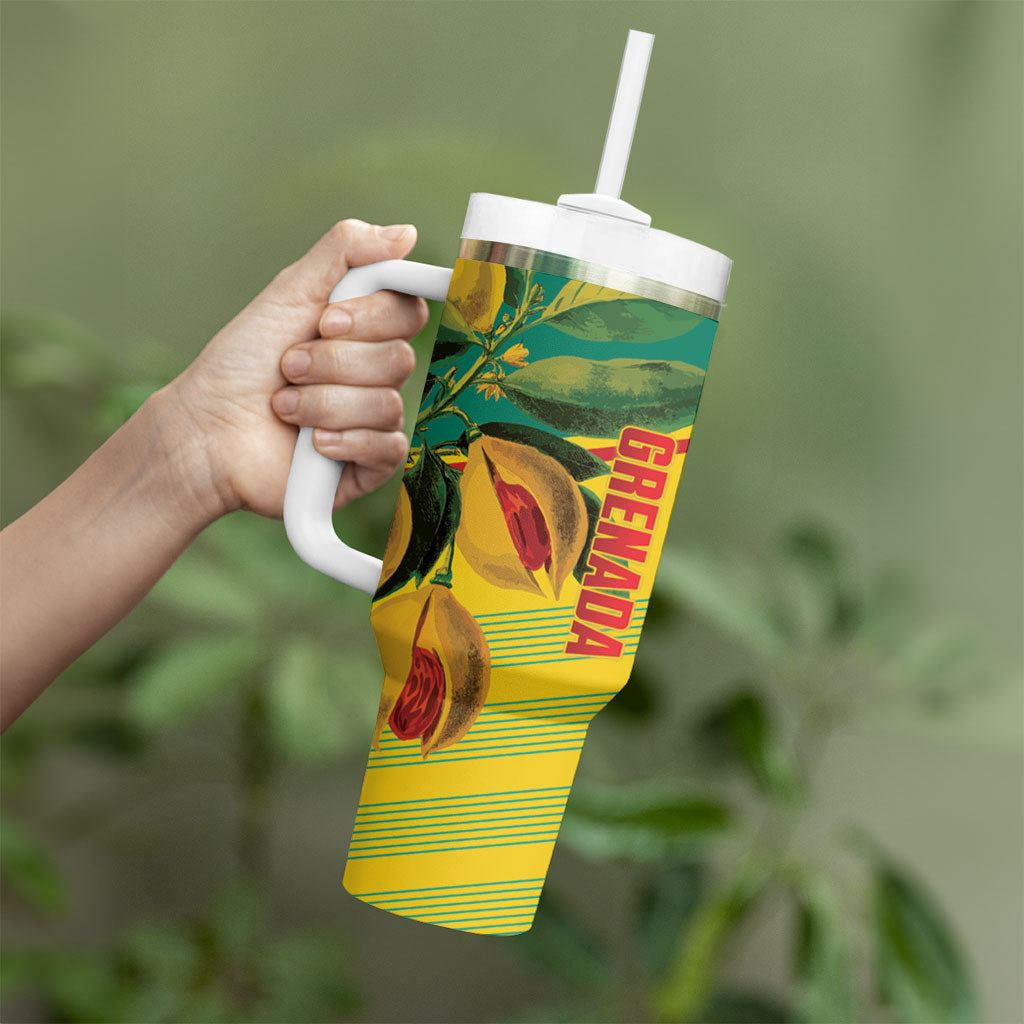 Grenada Football 2026 Custom Tumbler With Handle Go Spice Boys Nutmeg Yellow Version