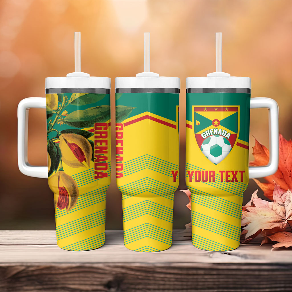 Grenada Football 2026 Custom Tumbler With Handle Go Spice Boys Nutmeg Yellow Version