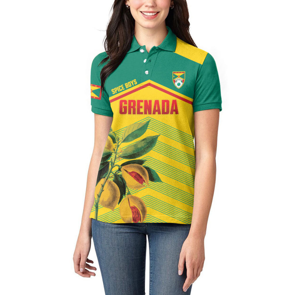 Grenada Football 2026 Custom Women Polo Shirt Go Spice Boys Nutmeg Yellow Version