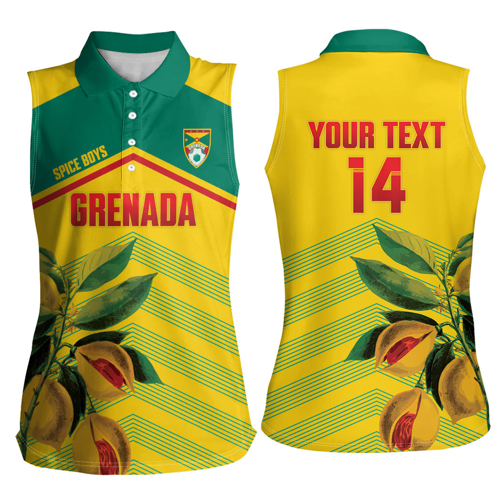 Grenada Football 2026 Custom Women Sleeveless Polo Shirt Go Spice Boys Nutmeg Yellow Version