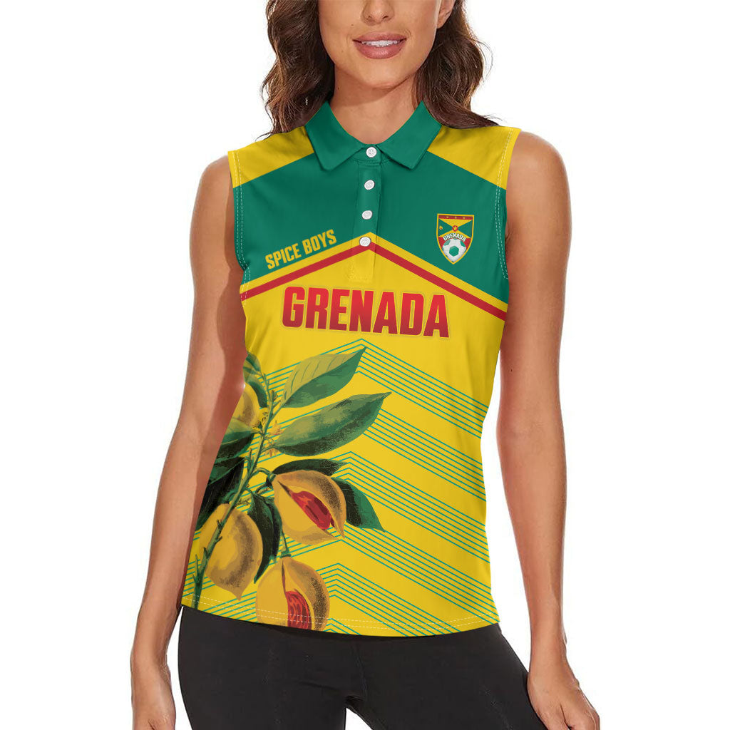 Grenada Football 2026 Custom Women Sleeveless Polo Shirt Go Spice Boys Nutmeg Yellow Version