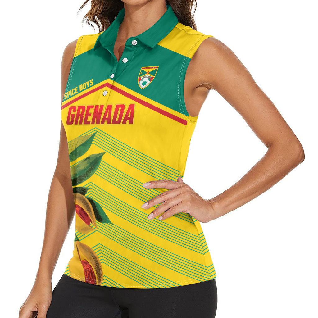 Grenada Football 2026 Custom Women Sleeveless Polo Shirt Go Spice Boys Nutmeg Yellow Version