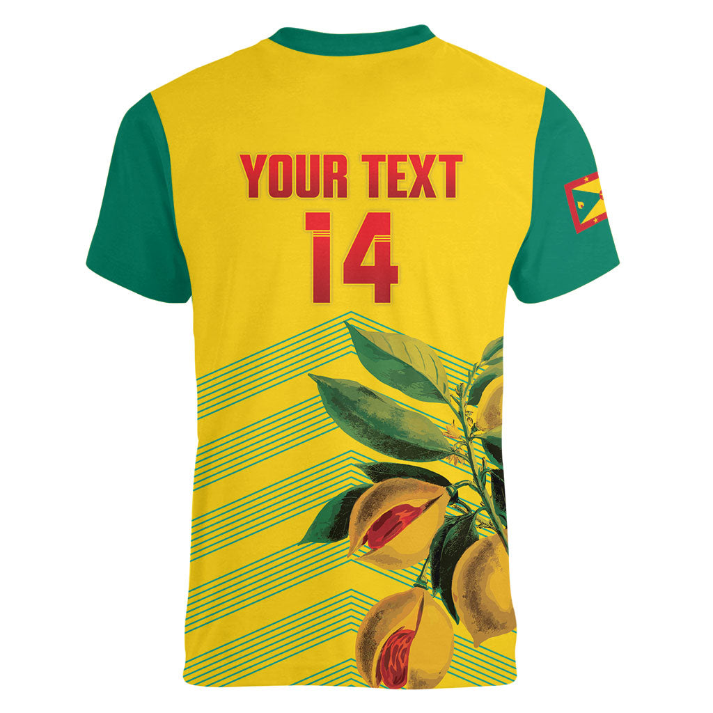 Grenada Football 2026 Custom Women V-Neck T-Shirt Go Spice Boys Nutmeg Yellow Version