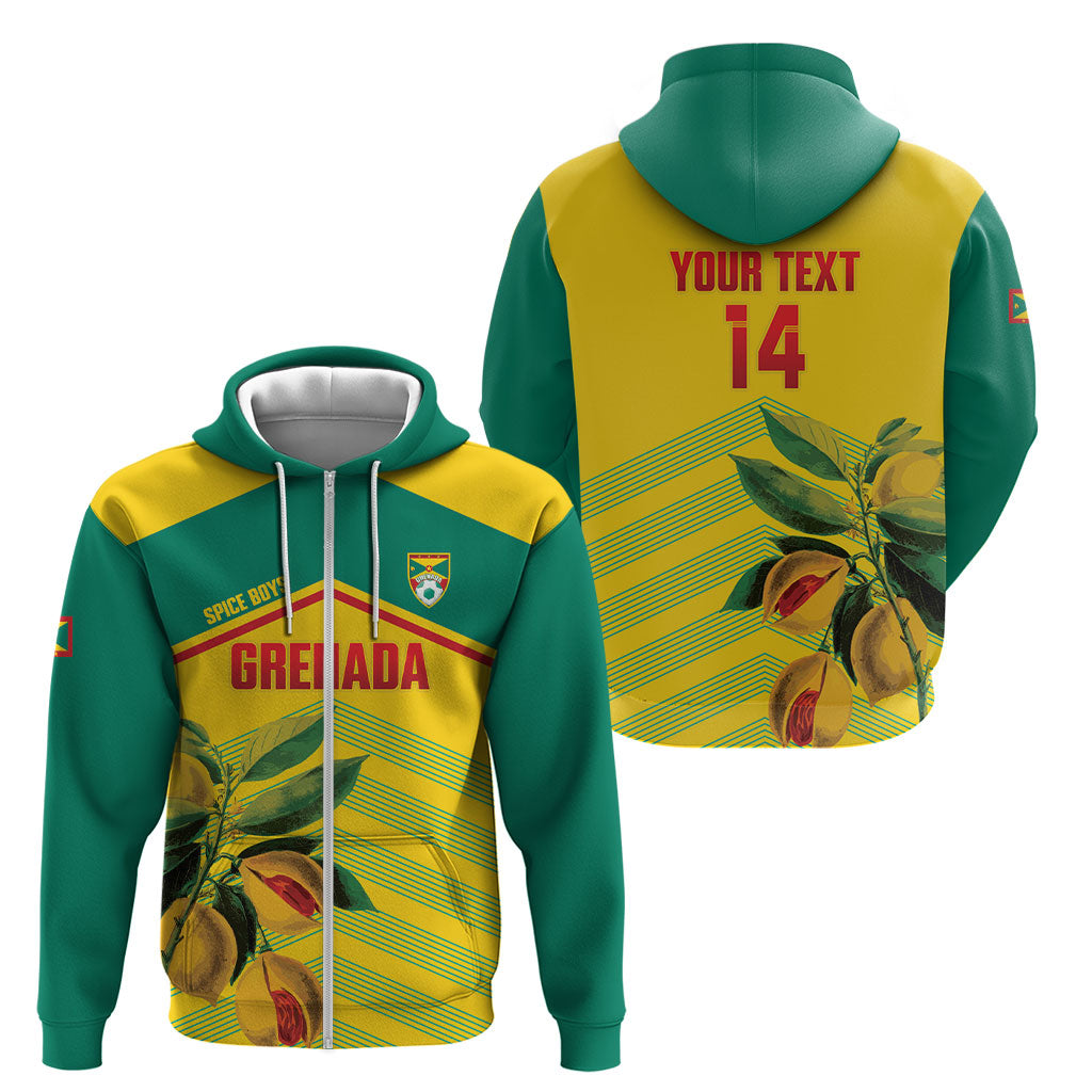 Grenada Football 2026 Custom Zip Hoodie Go Spice Boys Nutmeg Yellow Version
