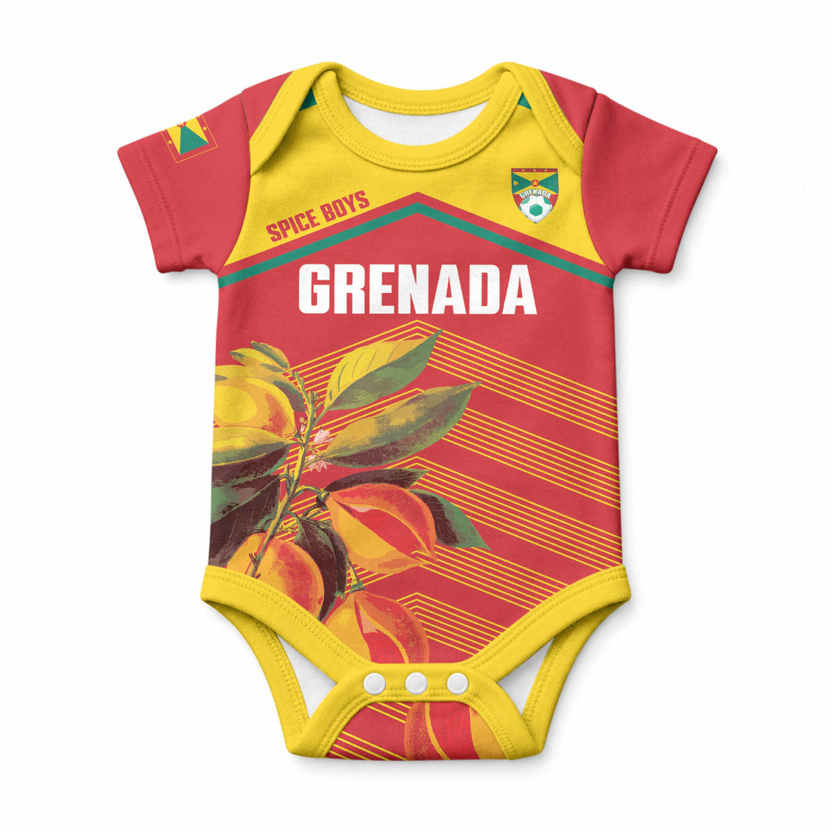 Grenada Football 2026 Custom Baby Onesie Go Spice Boys Nutmeg Red Version