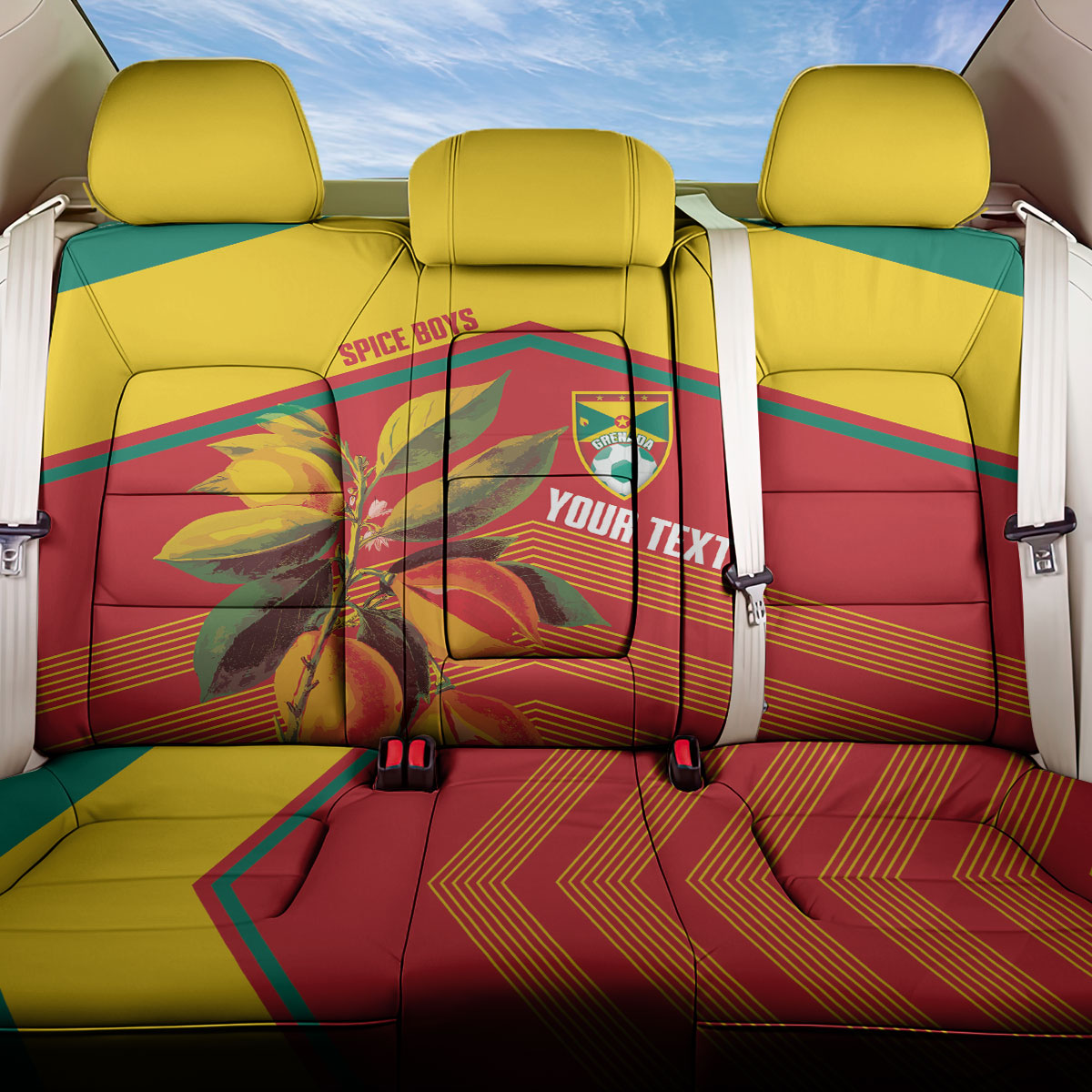 Grenada Football 2026 Custom Back Car Seat Cover Go Spice Boys Nutmeg Red Version