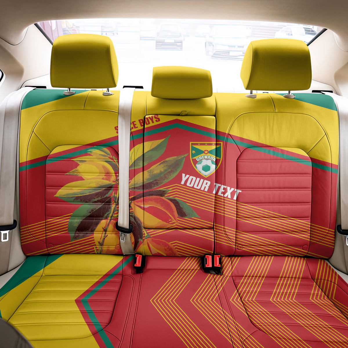 Grenada Football 2026 Custom Back Car Seat Cover Go Spice Boys Nutmeg Red Version