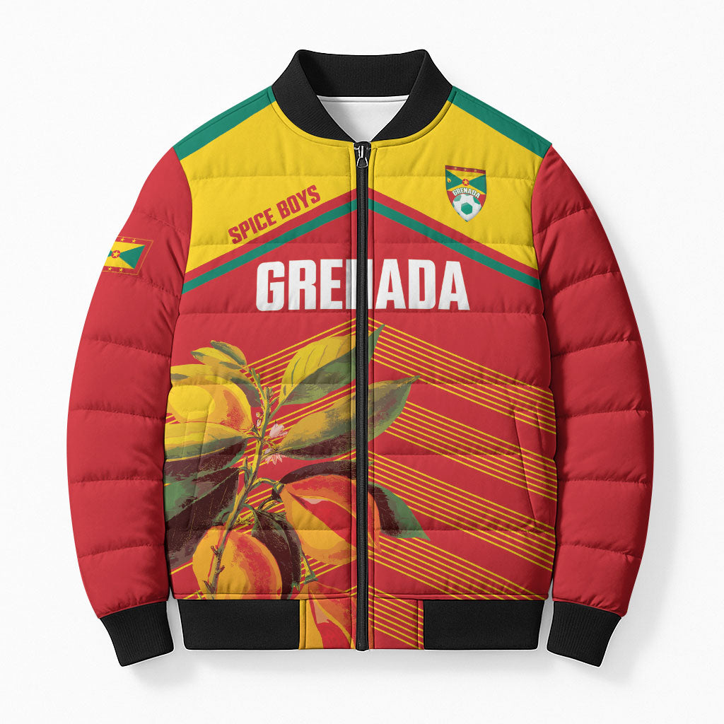 Grenada Football 2026 Custom Bomber Puffer Jacket Go Spice Boys Nutmeg Red Version