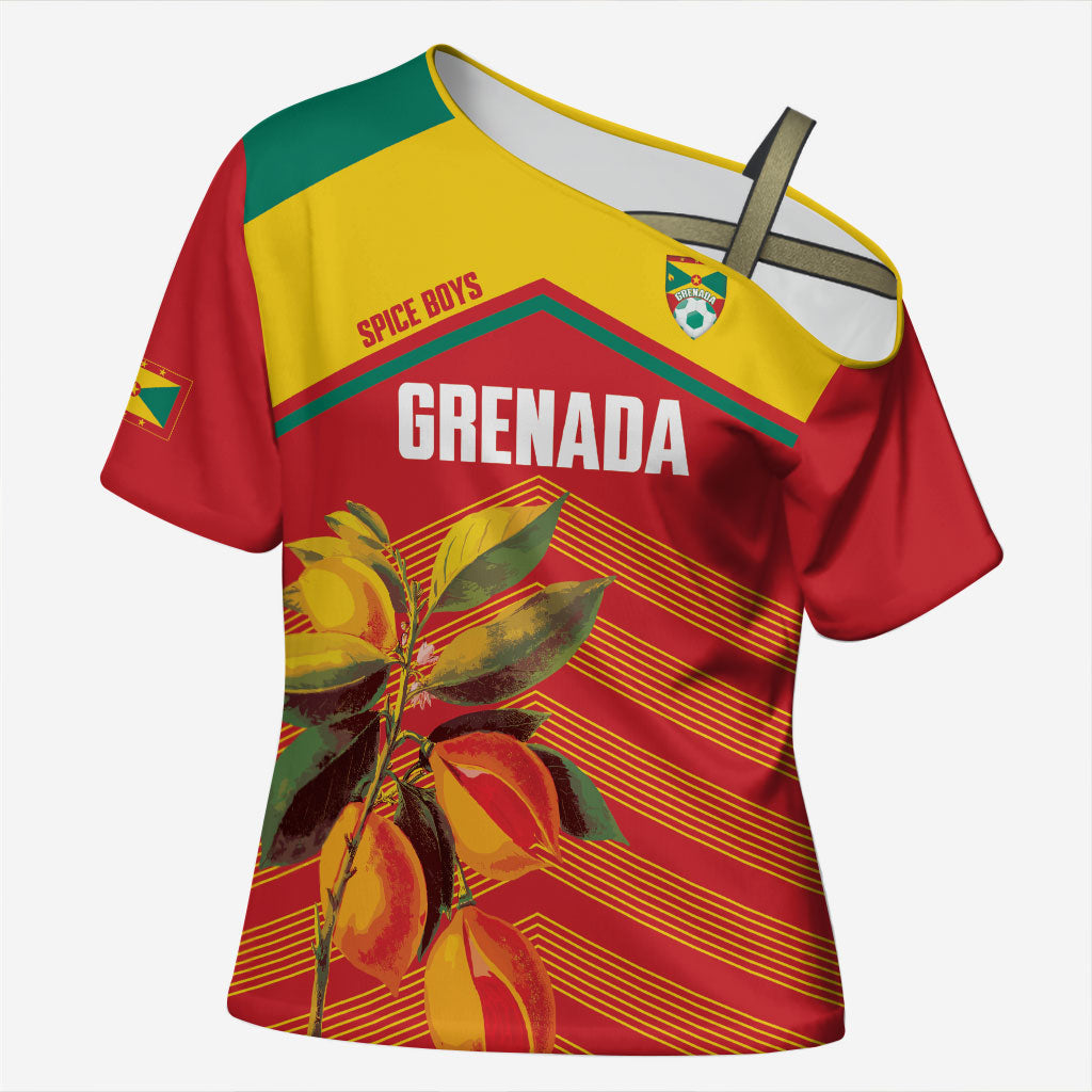 Grenada Football 2026 Custom Cross Shoulder Shirt Go Spice Boys Nutmeg Red Version
