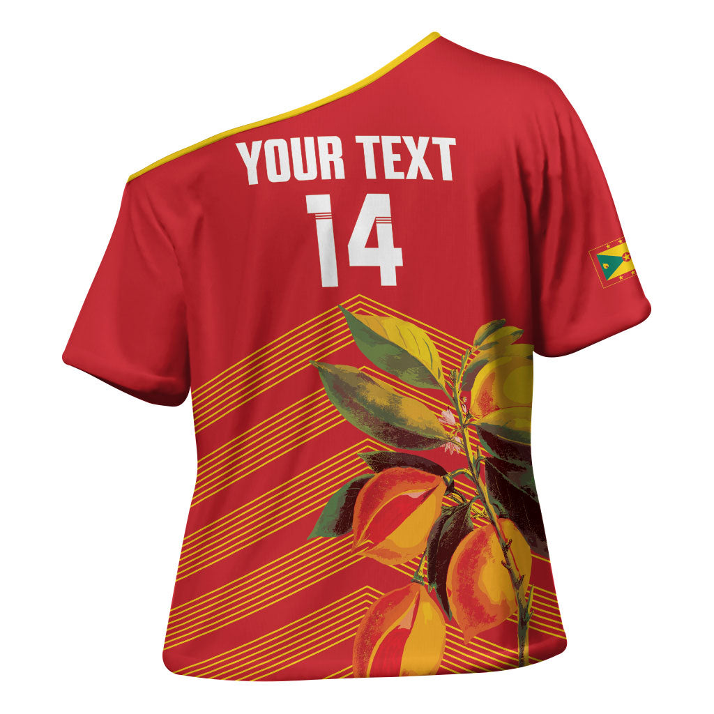 Grenada Football 2026 Custom Cross Shoulder Shirt Go Spice Boys Nutmeg Red Version