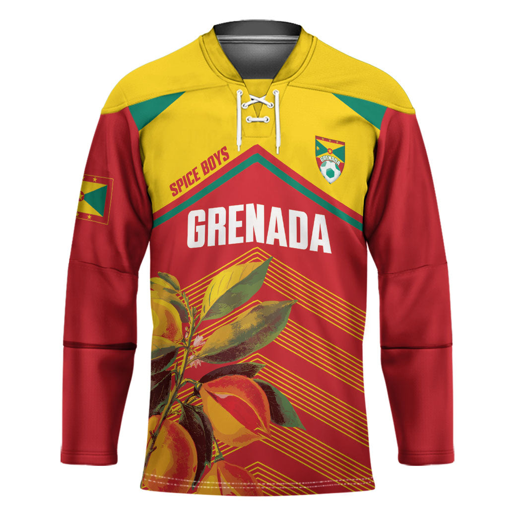 Grenada Football 2026 Custom Hockey Jersey Go Spice Boys Nutmeg Red Version