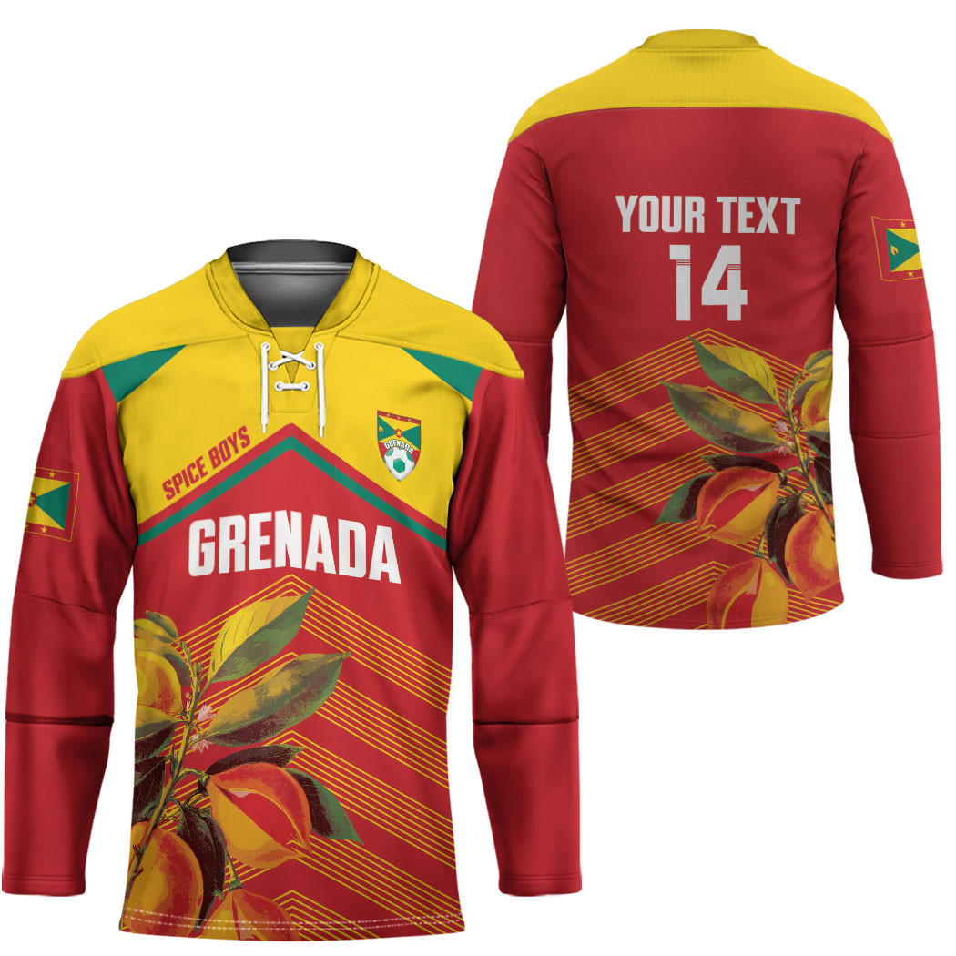 Grenada Football 2026 Custom Hockey Jersey Go Spice Boys Nutmeg Red Version
