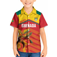Grenada Football 2026 Custom Kid Hawaiian Shirt Go Spice Boys Nutmeg Red Version