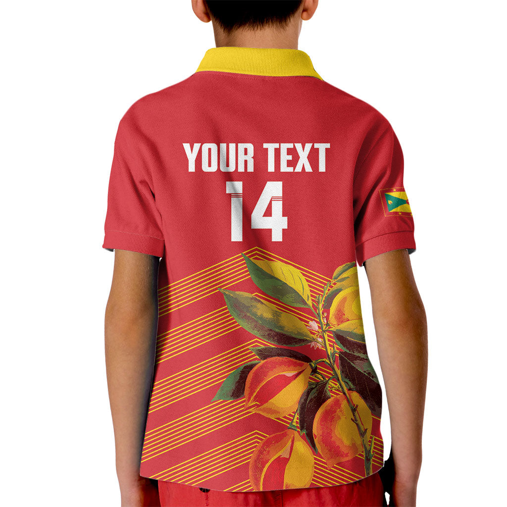 Grenada Football 2026 Custom Kid Polo Shirt Go Spice Boys Nutmeg Red Version