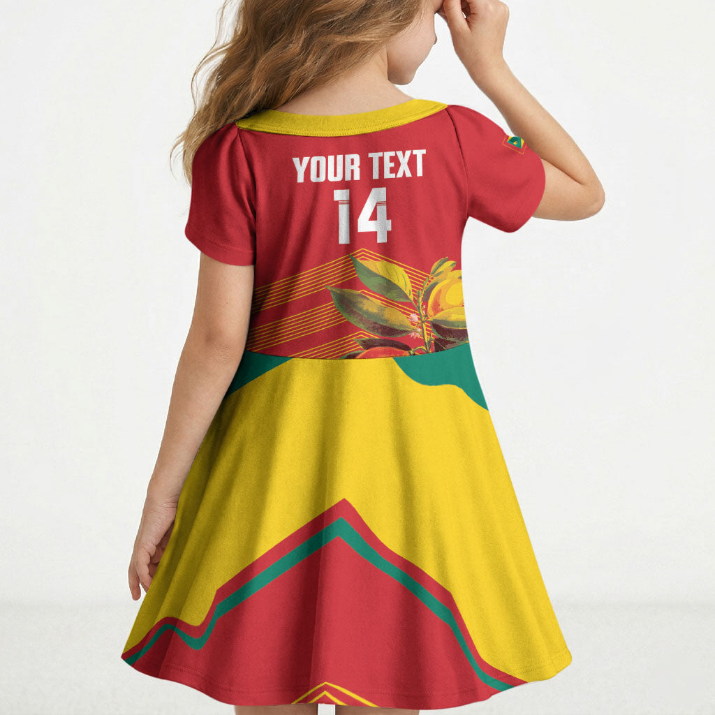 Grenada Football 2026 Custom Kid Short Sleeve Dress Go Spice Boys Nutmeg Red Version
