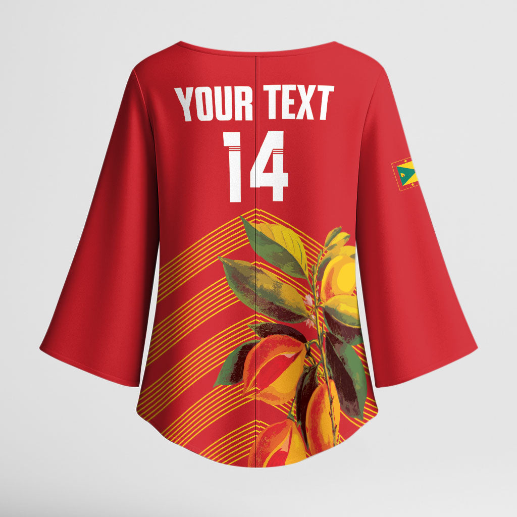 Grenada Football 2026 Custom Kimono Sleeve Blouse Go Spice Boys Nutmeg Red Version