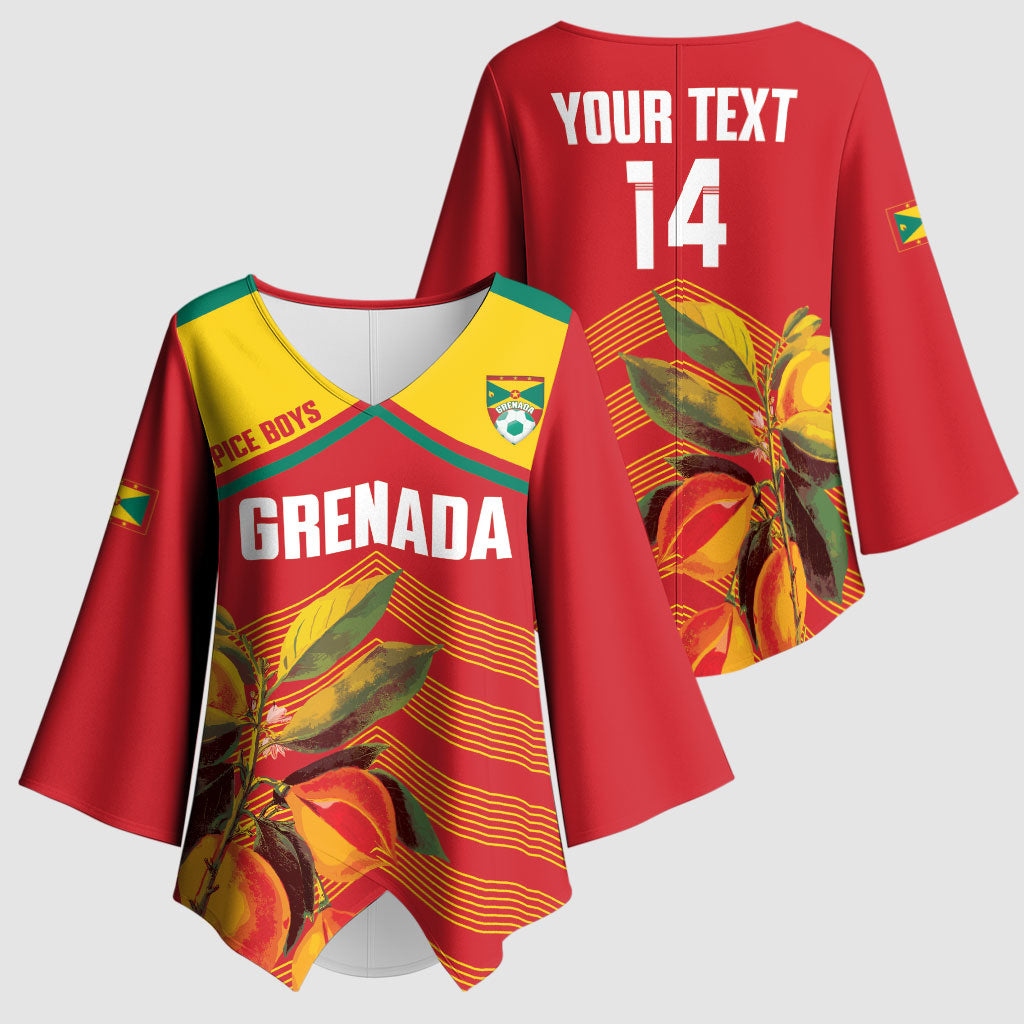 Grenada Football 2026 Custom Kimono Sleeve Blouse Go Spice Boys Nutmeg Red Version